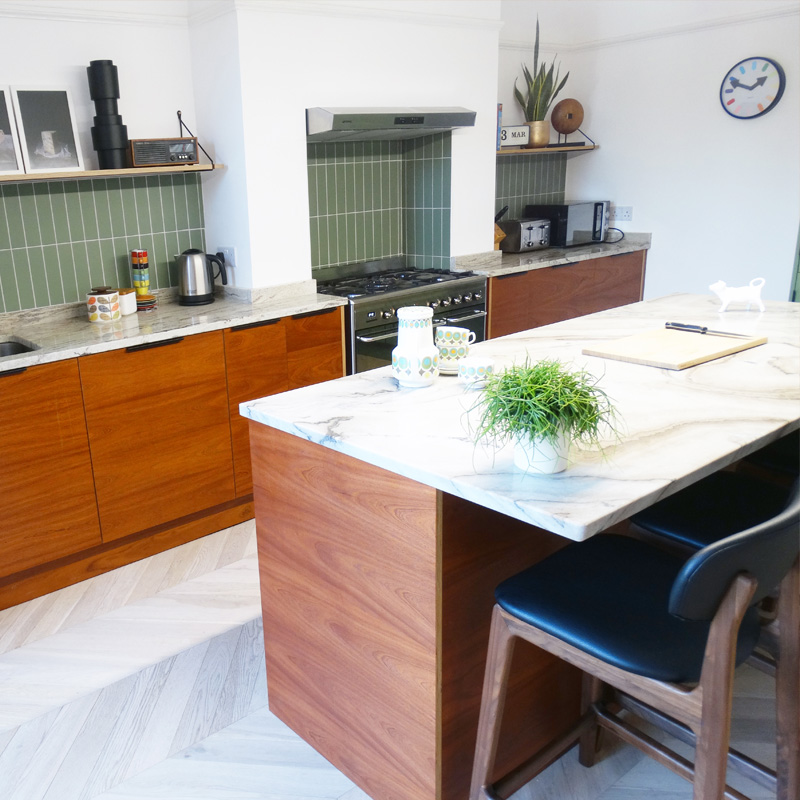 Sapele plywood kitchen with a mid-century modern twist