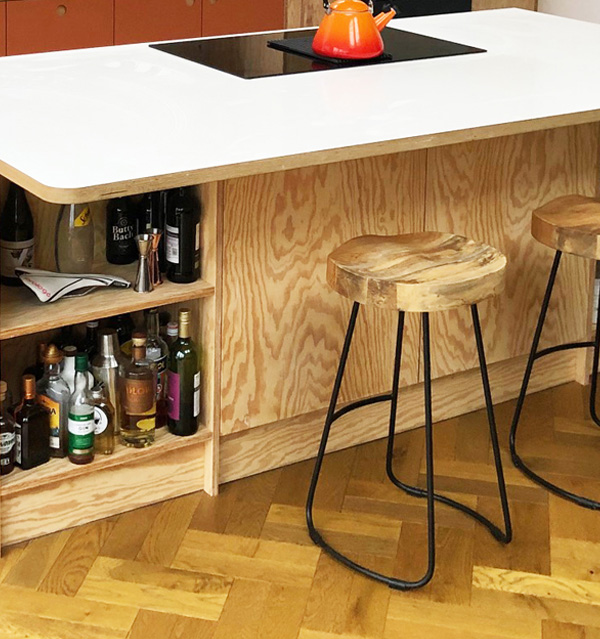 Kitchen island in european pine plywood by The Life of Ply 