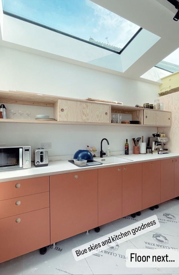 Kitchen by The Life of Ply installed in a room that needs flooring to finish it